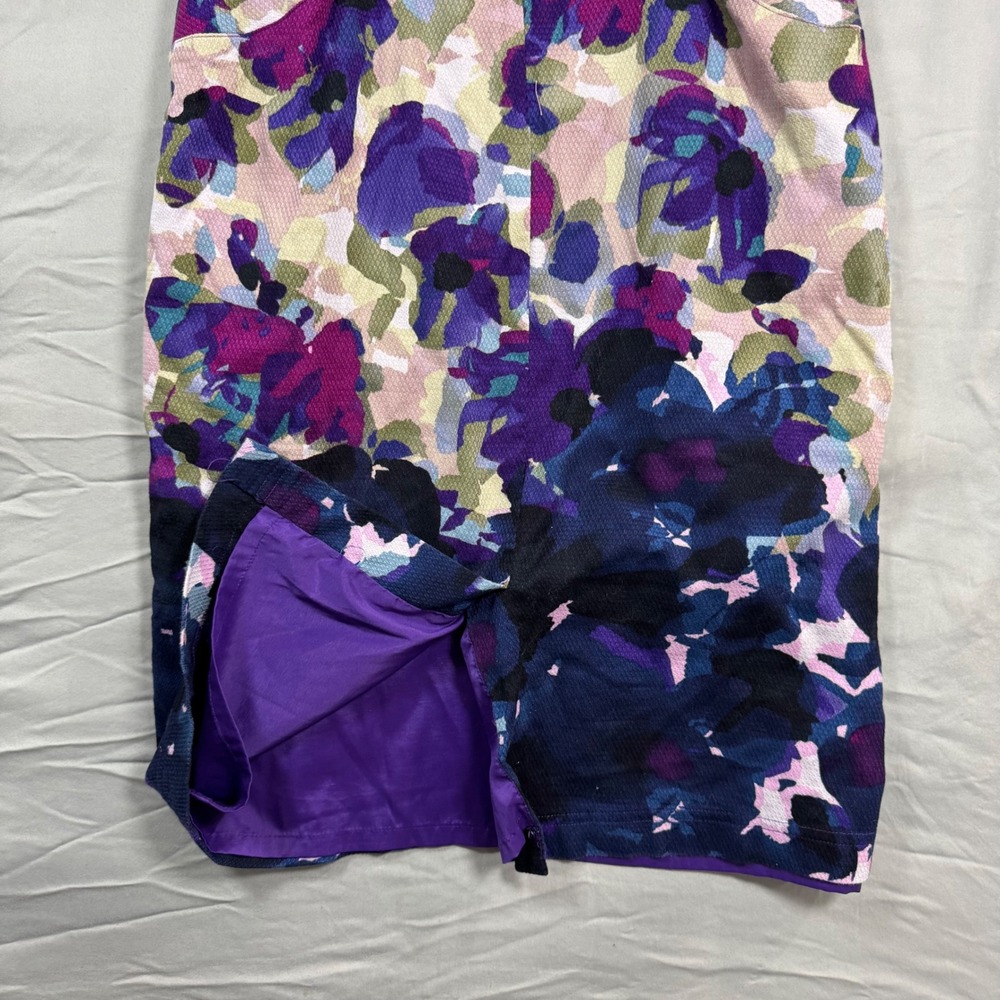 Adrianna Papell Floral Sheath Dress Purple Blue Spring Sleeveless Womens 12 - Picture 4 of 10
